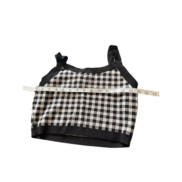 Forever 21 Black & White Gingham Knit Cropped Tank Top Size L - Picture 6 of 7